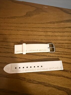 Michele White Silicone Watch Strap with Embossed Logo